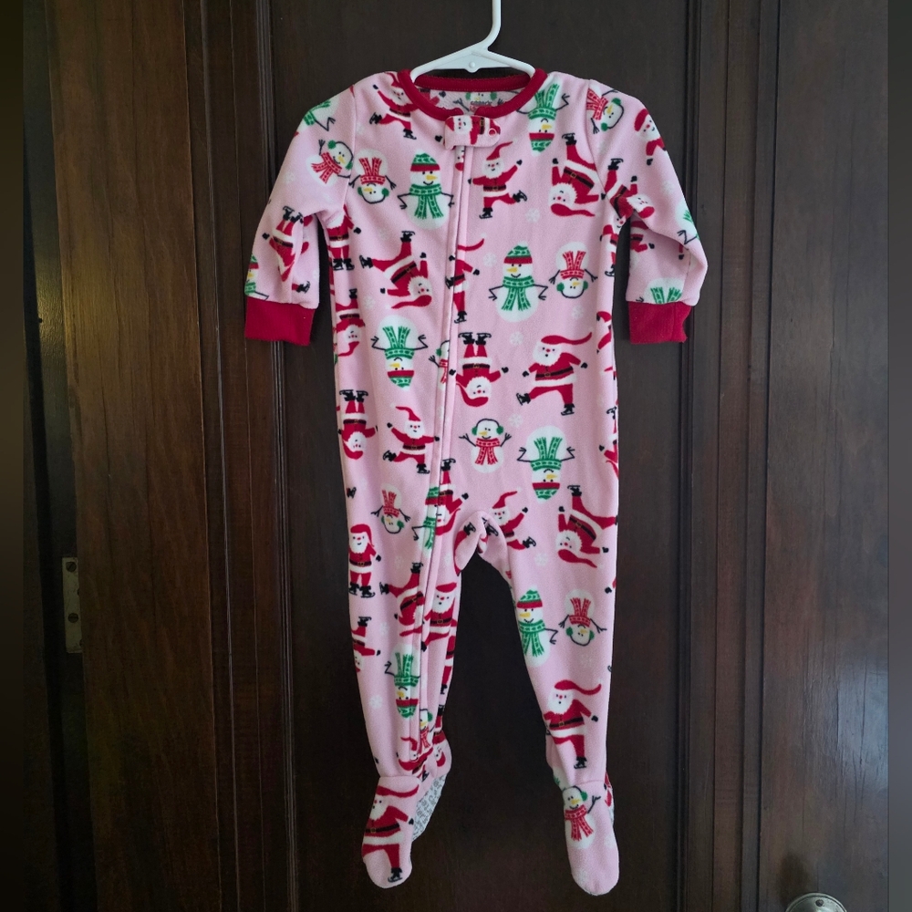 Carter's Pink Holiday Print Kids Footie